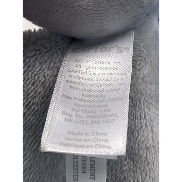 CARTER'S 14.5" Gray Plush Velour & Satin Elephant Security Blanket LOVEY EUC - Picture 4 of 5
